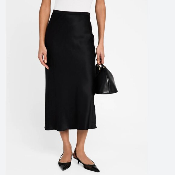 ANINE BING Bar Silk Skirt in Black Midi Bias Cut Small - Picture 1 of 10